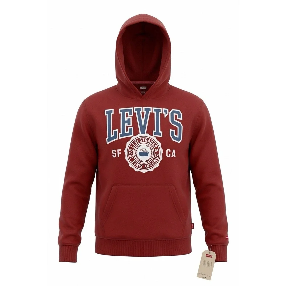 Levi's‎ Kids Red Graphic Logo Pullover Hoodie Sweatshirt 91M208-R9G Size S 8-10Y